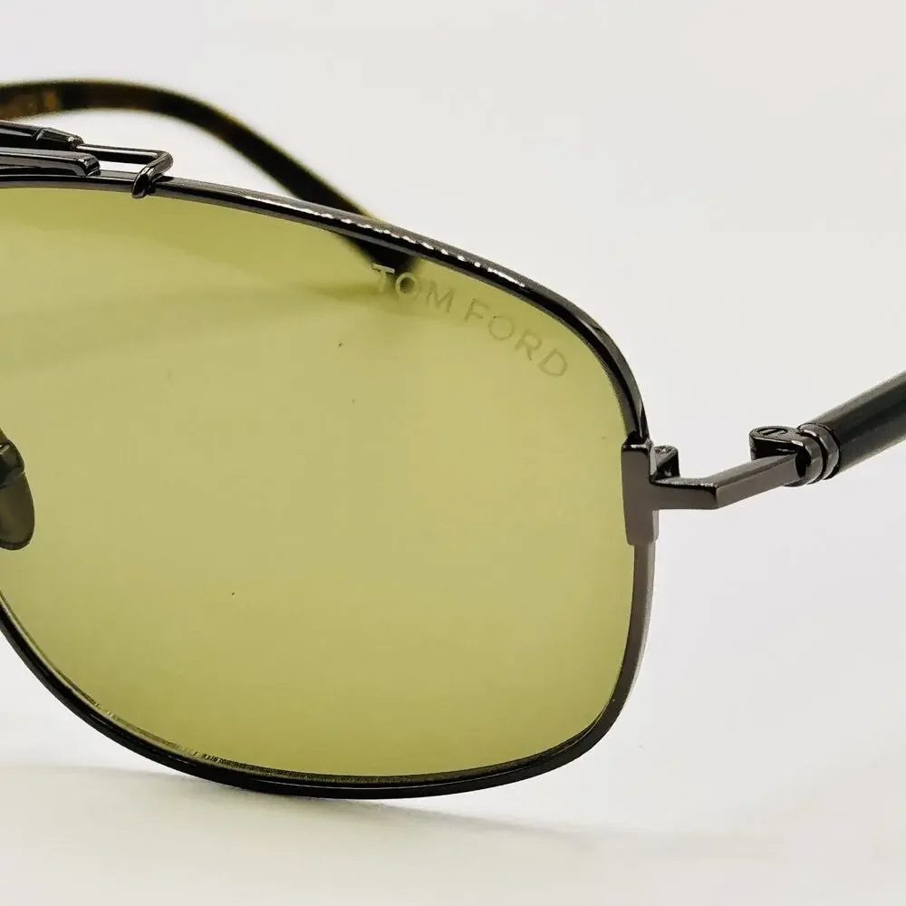 Tom Ford Sunglasses FT1127-P 08N Titanium and Horn Navigator Green Lens 57mm New